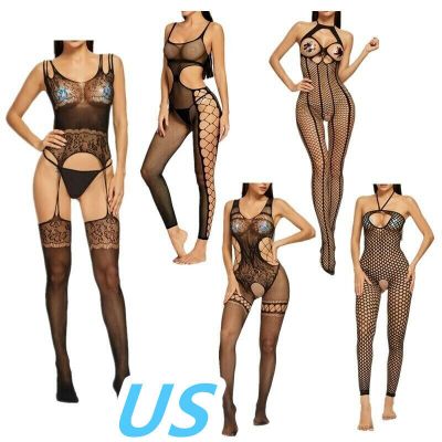 Sexy Women Fishnet Bodystocking Lingerie Babydoll Underwear Translucent Bodysuit